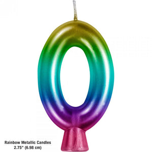 Rainbow 0 Birthday Candle (1/Pkg)