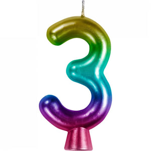 Rainbow 3 Birthday Candle (1/Pkg)