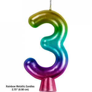 Rainbow 3 Birthday Candle (1/Pkg)