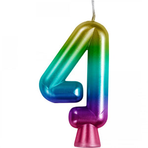 Rainbow 4 Birthday Candle (1/Pkg)