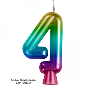 Rainbow 4 Birthday Candle (1/Pkg)