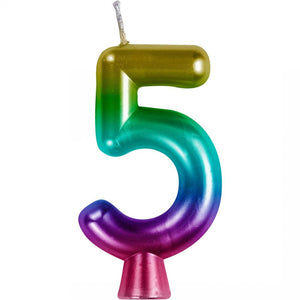 Rainbow 5 Birthday Candle (1/Pkg)