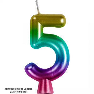 Rainbow 5 Birthday Candle (1/Pkg)