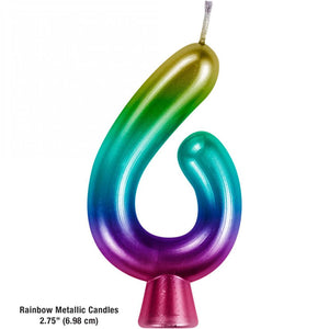 Rainbow 6 Birthday Candle (1/Pkg)