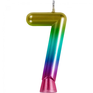 Rainbow 7 Birthday Candle (1/Pkg)