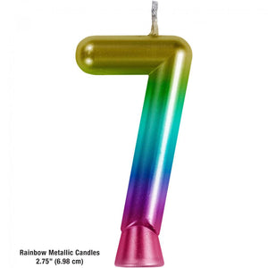 Rainbow 7 Birthday Candle (1/Pkg)