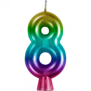 Rainbow 8 Birthday Candle (1/Pkg)