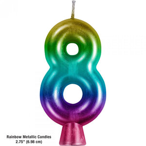 Rainbow 8 Birthday Candle (1/Pkg)