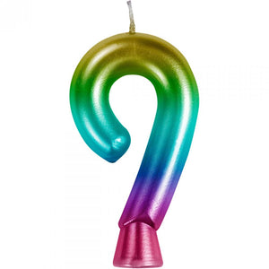 Rainbow 9 Birthday Candle (1/Pkg)