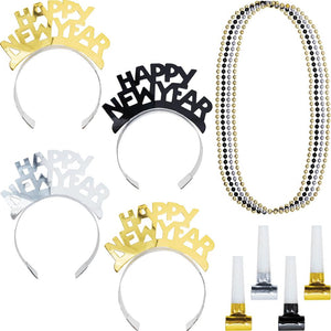 New Year Wearables Kit for 4, Black, Silver, Gold (1 per Pkg)