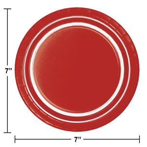 Bulk Pack of 20 Classic Red Sturdy Style 7" Paper Dessert Plate