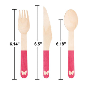 Pink Dolly Parton Assorted Wooden Cutlery (24/Pkg)