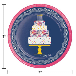 Bulk Pack of 16 Dolly Parton Celebrate Floral 7" Paper Dessert Plates