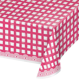 Bulk Pack of 2 Dolly Parton Pink Gingham Paper Table Cover