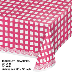 Bulk Pack of 2 Dolly Parton Pink Gingham Paper Table Cover