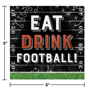 Bulk Pack of 48 Football Eat Drink Beverage 2ply Napkin