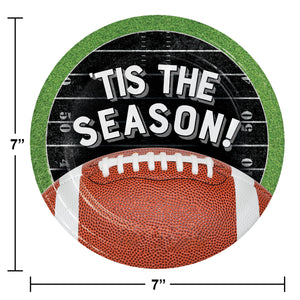 Bulk Pack of 24 Football Tis the Season 7" Dessert Plate