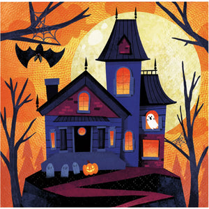 Bulk Pack of 48 Haunted House Beverage 2Ply Napkin