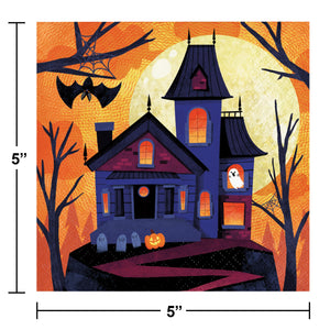 Bulk Pack of 48 Haunted House Beverage 2Ply Napkin