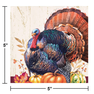 Bulk Pack of 48 Harvest Turkey Beverage 2Ply Napkin