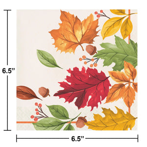 Bulk Pack of 32 Fall Leaves 2Ply Luncheon Napkin