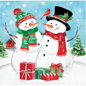 Bulk Pack of 48 Snowflakes & Snowmen Beverage 2Ply Napkin