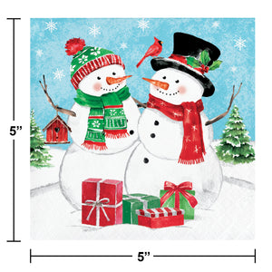 Bulk Pack of 48 Snowflakes & Snowmen Beverage 2Ply Napkin