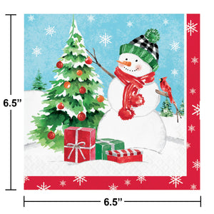 Bulk Pack of 32 Snowflakes & Snowmen 2Ply Luncheon Napkin