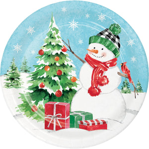 Bulk Pack of 24 Snowflakes & Snowmen 7" Dessert Plate