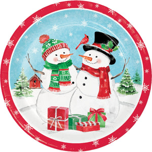 Bulk Pack of 16 Snowflakes & Snowmen Dinner Plate