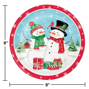 Bulk Pack of 16 Snowflakes & Snowmen Dinner Plate