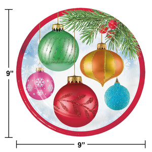 Bulk Pack of 16 Bright Ornaments Dinner Plate