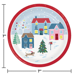 Bulk Pack of 24 Christmas Village 7" Dessert Plate