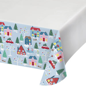 Bulk Pack of 2 Christmas Village Paper Tablecover, 54"x102"