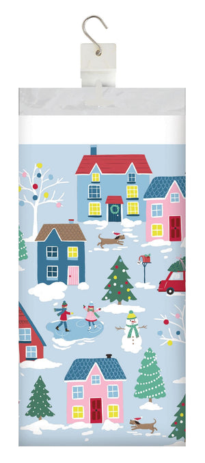 Bulk Pack of 2 Christmas Village Paper Tablecover, 54"x102"