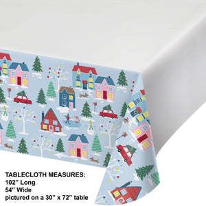 Bulk Pack of 2 Christmas Village Paper Tablecover, 54"x102"