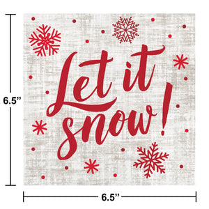 Bulk Pack of 32 Let It Snow 2Ply Luncheon Napkin