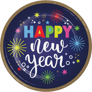 Bulk Pack of 16 Beaming New Year Dinner Plate