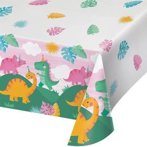 Bulk Pack of 2 Girl Dino Party Tablecover Paper 54" x 102"