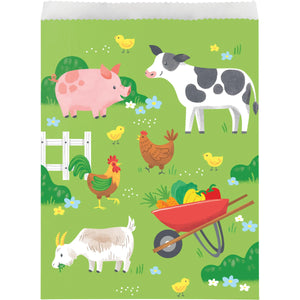 Bulk Pack of 16 Farm Animals Large Paper Treat Bags