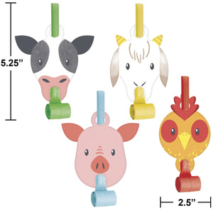 Bulk Pack of 16 Farm Animals Blowouts w/ Med