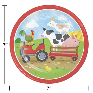 Bulk Pack of 24 Farm Animals 7" Paper Dessert Plate