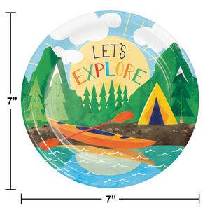 Bulk Pack of 24 Outdoor Adventure 7" Paper Dessert Plate