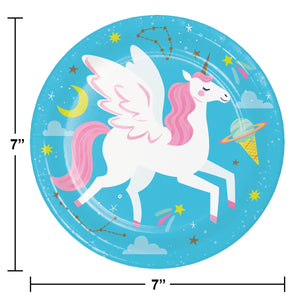 Bulk Pack of 24 Unicorn Galaxy 7" Paper Dessert Plate