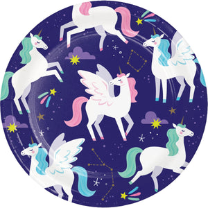 Bulk Pack of 16 Unicorn Galaxy Dinner Plate