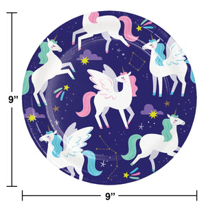 Bulk Pack of 16 Unicorn Galaxy Dinner Plate