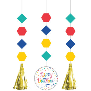 Bulk Pack of 6 Birthday Confetti Hanging Cutouts w/ Tassels