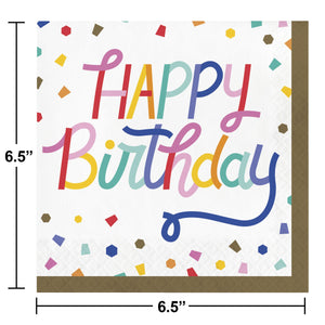 Bulk Pack of 32 Birthday Confetti 2Ply Luncheon Napkin