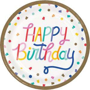 Bulk Pack of 16 Birthday Confetti Dinner Plate