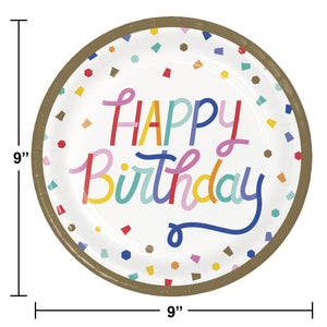 Bulk Pack of 16 Birthday Confetti Dinner Plate